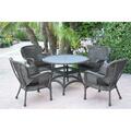 Jeco 5 Piece Windsor Espresso Wicker Dining Set with Black Cushion W00215-D-G-FS017